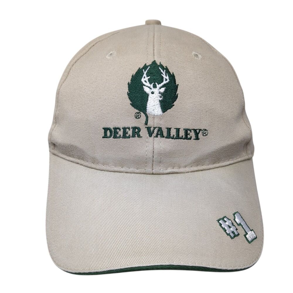 Deer Valley #1 Ski Resort Strapback Baseball Cap Brown OS Adjustable Embroidered